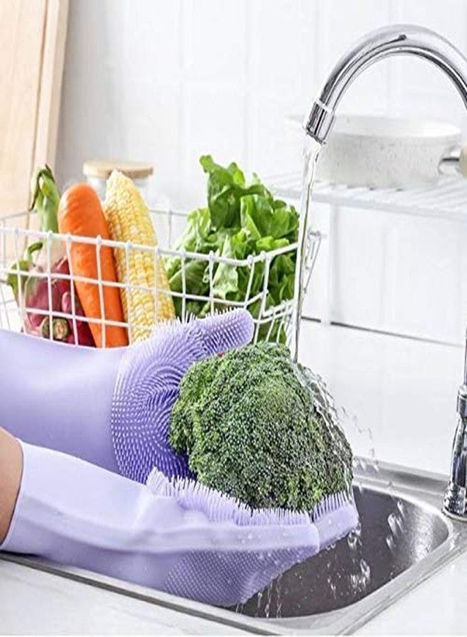 توب هافين قفازات تنظيف سيليكون من توبهافن، لغسل الأطباق، وتنظيف المطبخ، وتنظيف الحمام، وتنظيف السيارة، والعناية بالحيوانات الأليفة، وغسل الأواني للنساء والرجال، قفازات تنظيف متعددة الأغراض قابلة لإعادة الاستخدام (متعددة الألوان، عبوة من قطعتين) - Image 4